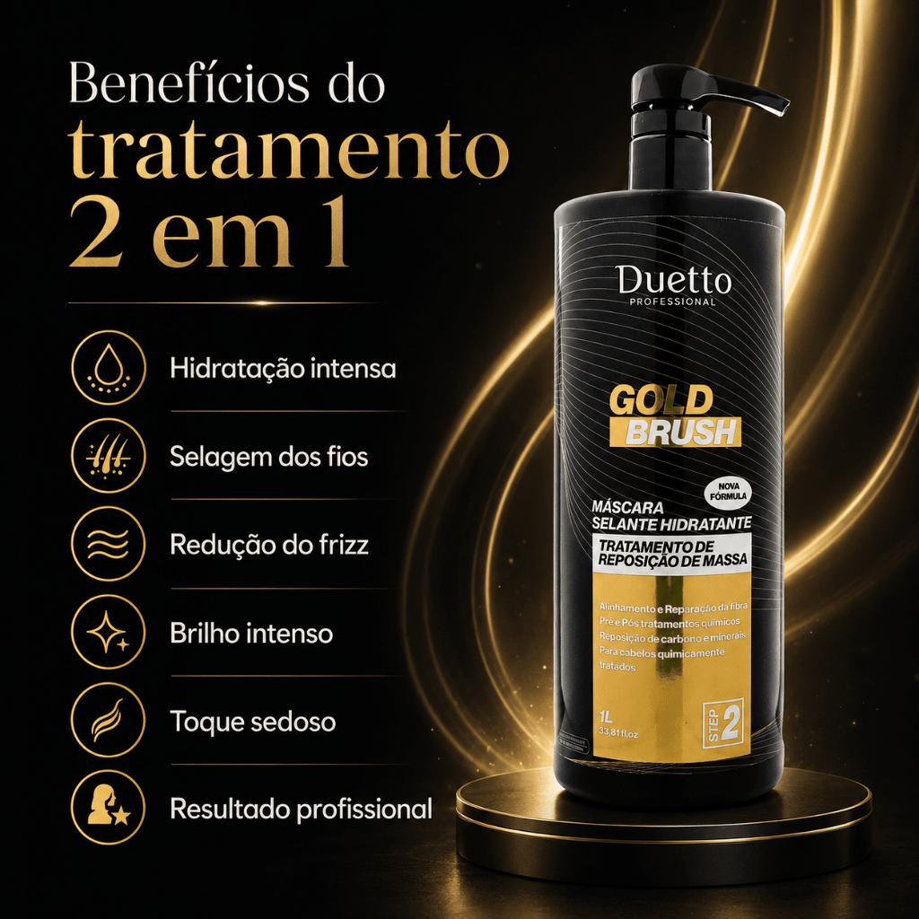 Máscara de Hidratação e Selante 2 em 1 Gold Brush Duetto Professional 1L Reposição de Massa