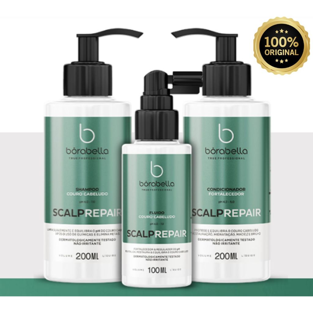 Bórabella Scalp Repair - Shampoo - Condicionador Fortalecedor - Fluido Para Couro Cabeludo