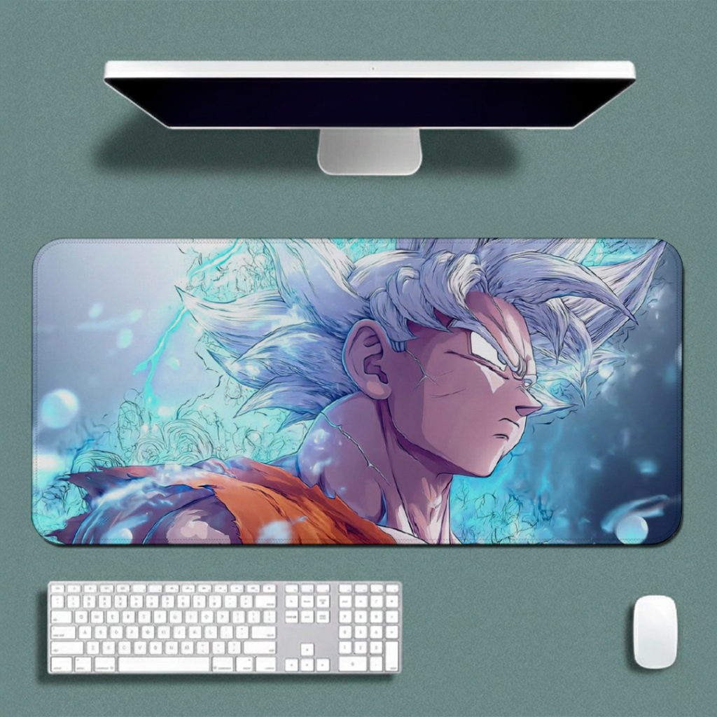 MousePad Speed Gamer Antiderrapante Bordas Costuradas Confortavel Liso Com Estampa Do Goku Ultra Instinto Aura.
