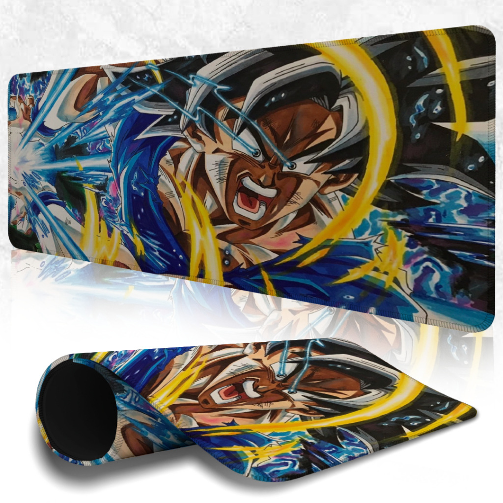MousePad Speed Gamer Antiderrapante Bordas Costuradas Confortavel Liso Com Estampa Do Goku Ultra Instinto Varios Tamanho