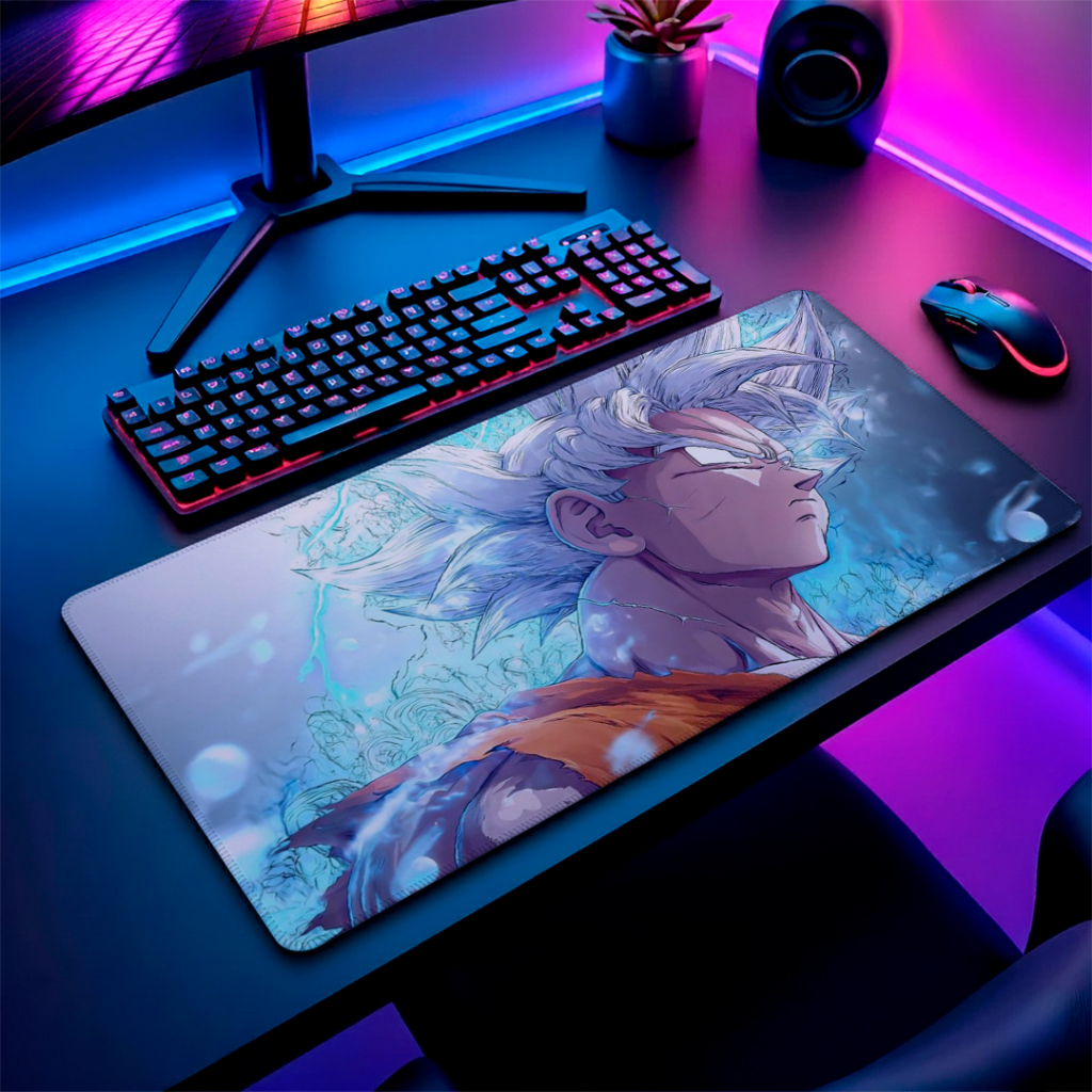 MousePad Speed Gamer Antiderrapante Bordas Costuradas Confortavel Liso Com Estampa De Anime Goku Ultra Instinto