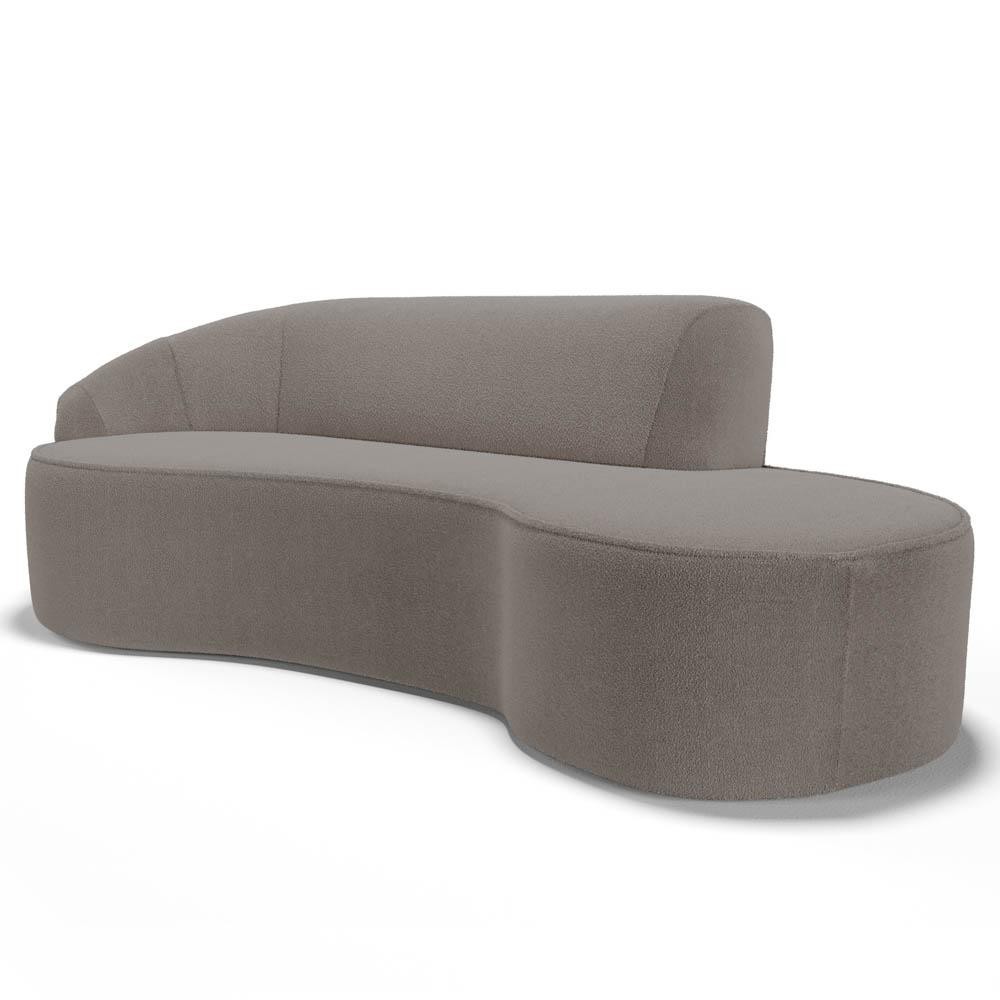 Sofá Living  4 Lugares 300cm Braço Esquerdo Mozart D06 Bouclê Bege Escuro - Mpozenato