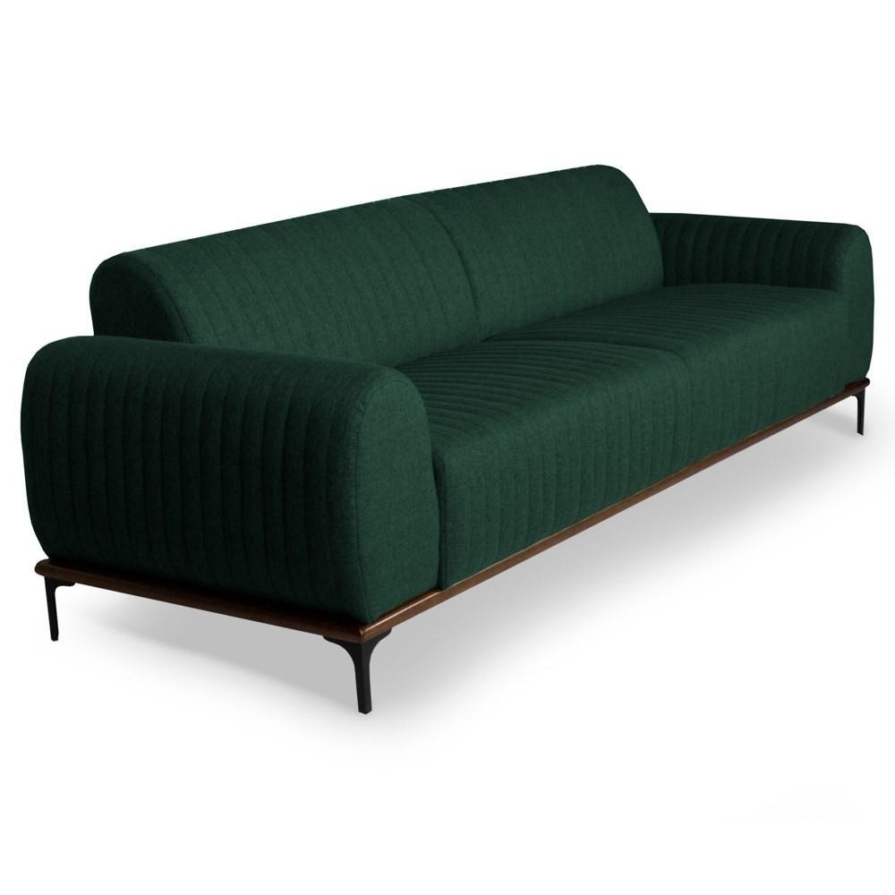 Sofá 300cm 4 Lugares Pés Preto Molino C-117 Linho Verde Musgo - Domi