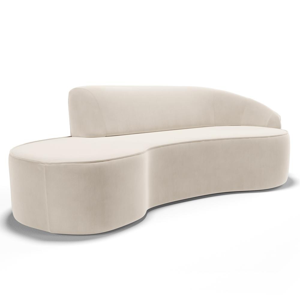 Sofá Living  4 Lugares 300cm Braço Direito Mozart D06 Veludo Bege - Mpozenato