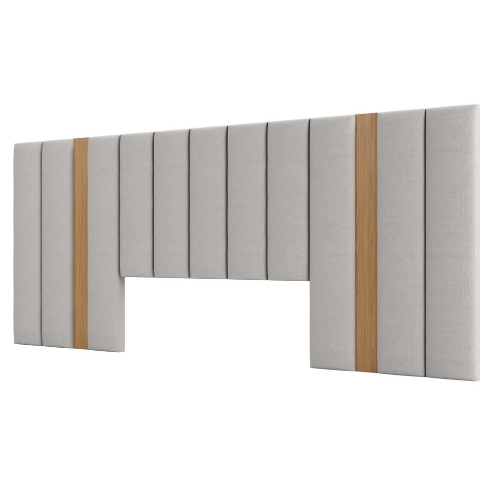 Cabeceira Para Cama Box Casal 300cm Estofado Liso Dalla D01 Freijó - Mpozenato