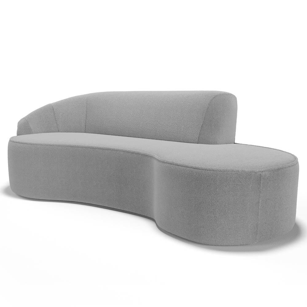 Sofá Living  4 Lugares 300cm Braço Esquerdo Mozart D06 Bouclê Cinza - Mpozenato