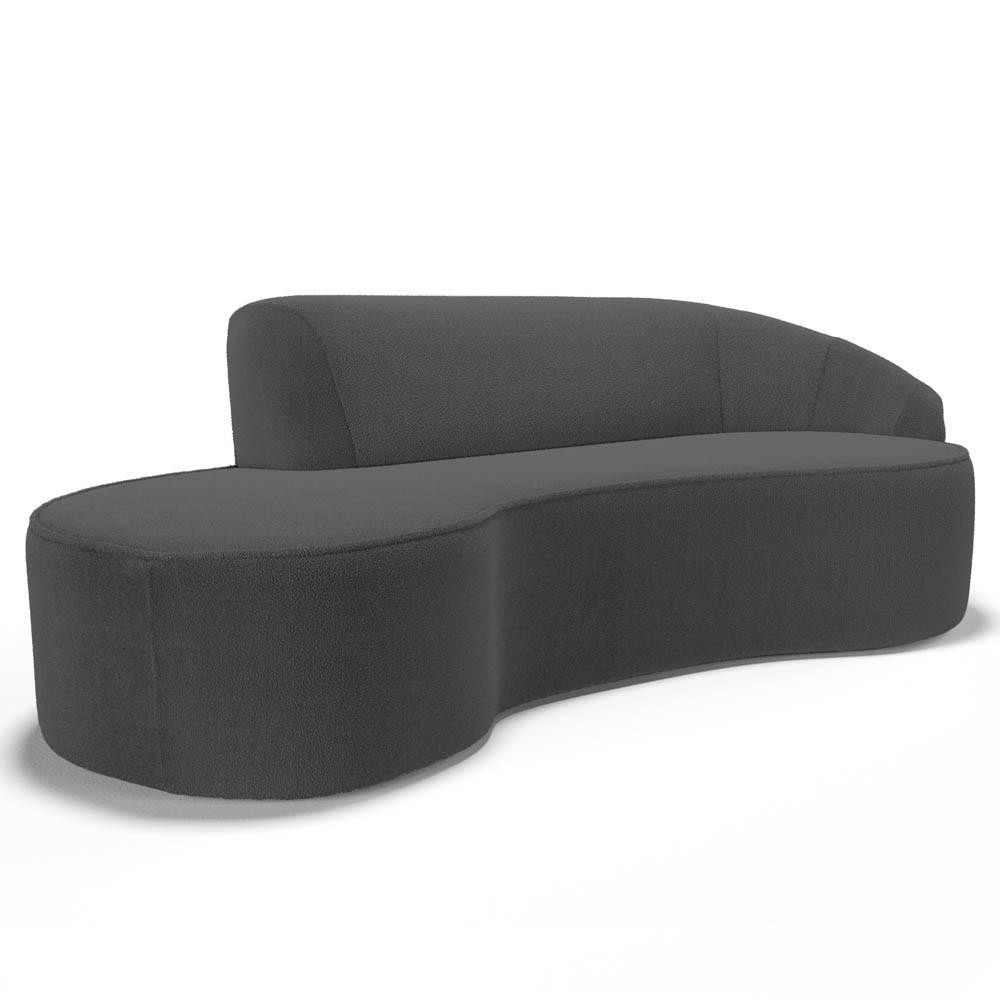 Sofá Living  4 Lugares 300cm Braço Direito Mozart D06 Bouclê Chumbo - Mpozenato