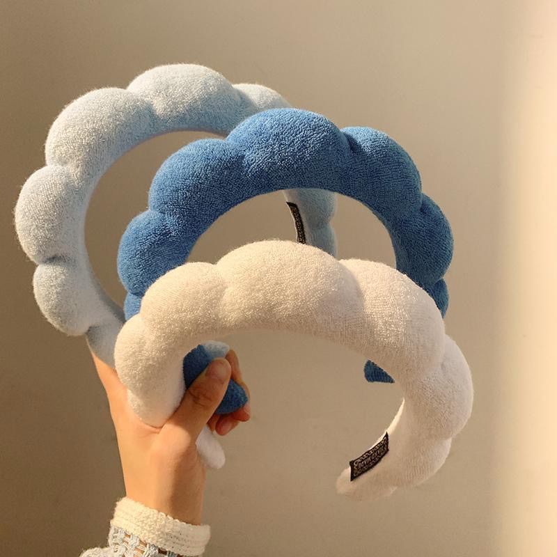 Francês azul nuvem bandana feminino crânio alto topo lado largo rosto lavagem imprensa Hairpin bandana influenciador 202