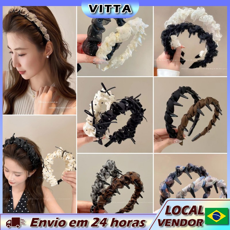 VITTA temperamento elegante bandana com dente antiderrapante rosto lavagem Hairpin alta crânio bandana Agaric Headwear
