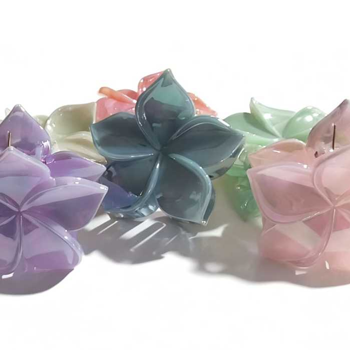 Presilha de Cabelo Flor Plumeria com Degradê – Hairpin Feminino Colorido | Novo Modelo