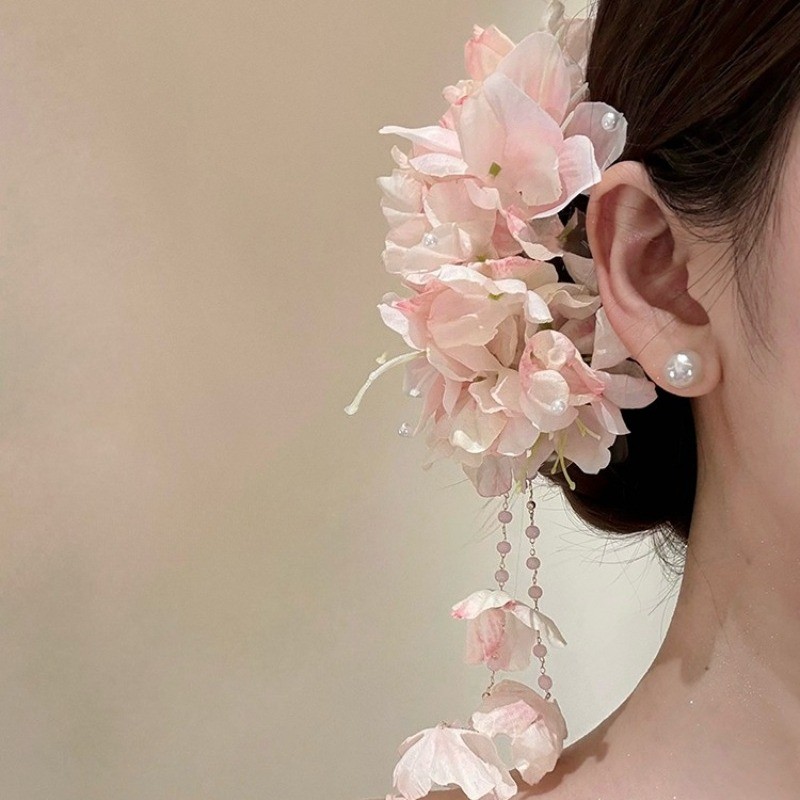 Nova Linda Flor Rosa Borla hairpin Feminino Verão Férias Foto Atmosfera Acessórios Para O Cabelo