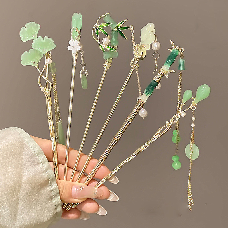 Novo estilo chinês bambu borla Hairpin novo estilo volta cabeça placa Hairpin antigo Hanfu Hairpin Headdress