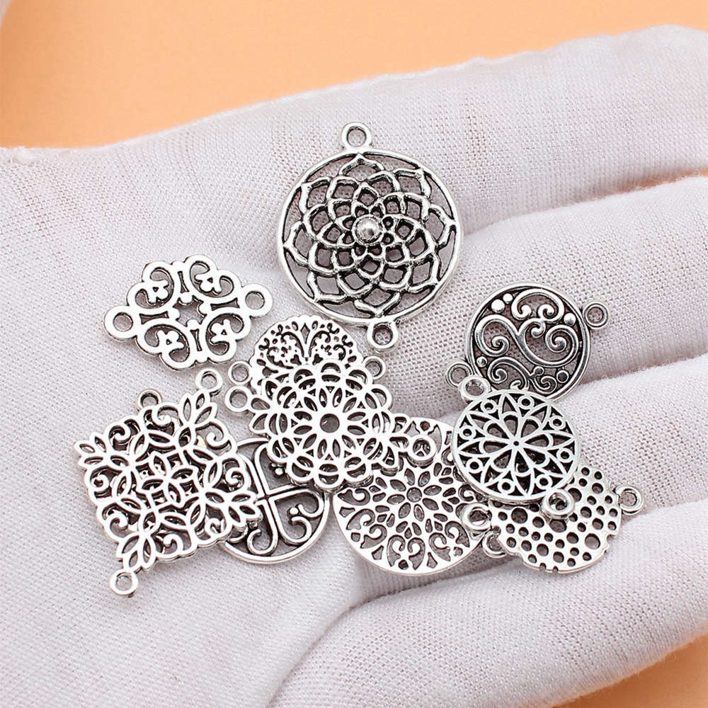111pcs/lot Coleção De Encantos De Conectores De Prata Antiga Cor Motivo Para Acessórios De Joalheria