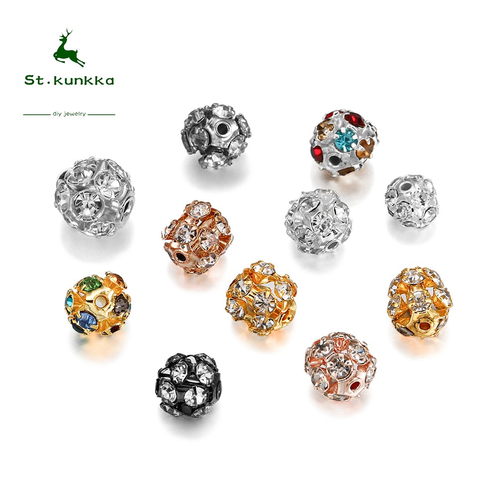 Bola De Strass Vidro Cristal Redonda Entremeio Para DIY Fazer Joias Pulseira 30 Pcs Lot