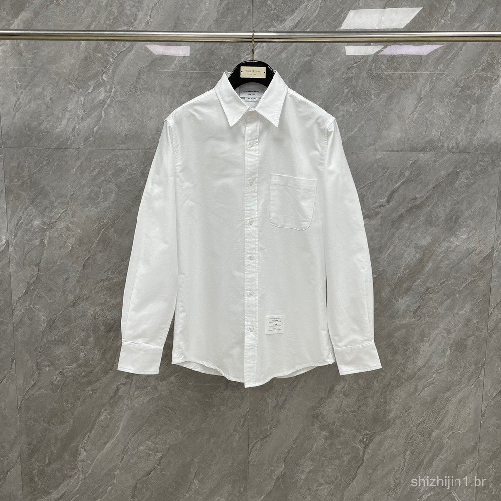 4MHT New spring and autumn Oxford fabric long-sleeve shirt with a wrap-around design, made of Oxford fabric, casual and