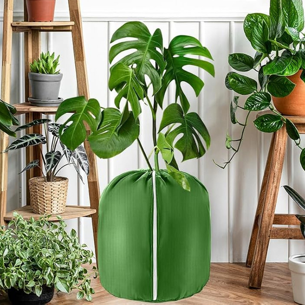 Winter Plant Insulation Cover with Drawstring – Waterproof Oxford Fabric Frost Protection Wrap for Outdoor Potted Plan