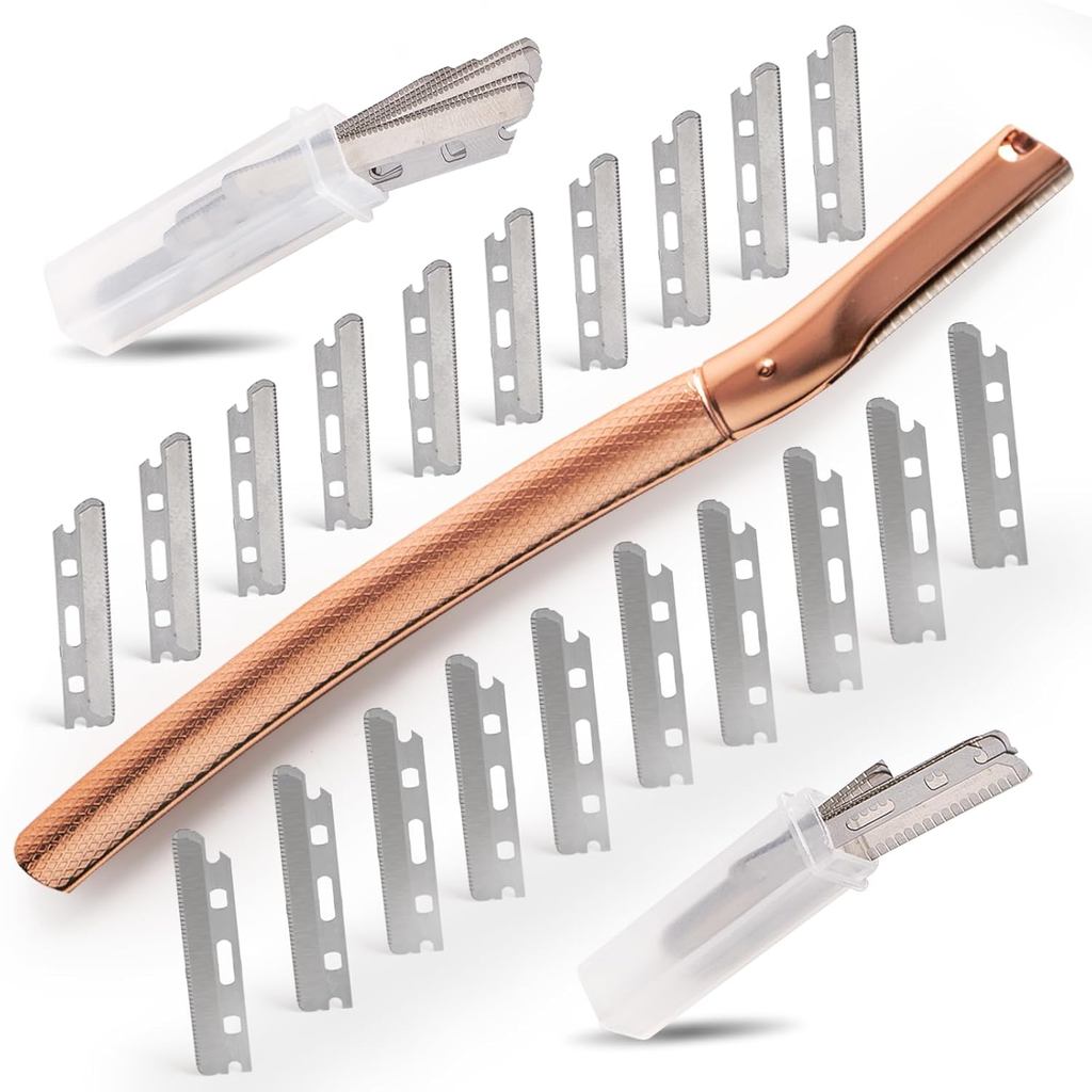 Dermaplane Razor for Women Face with 20PCS Blades,Professional Facial Razors for Peach Fuzz and Eyebrow Hair Removal,Sta
