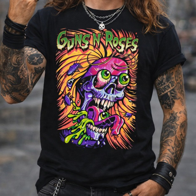 Camiseta Guns N Rose Tongue's out! Caveira Maluca Rock Style Streetwear 100% Algodão