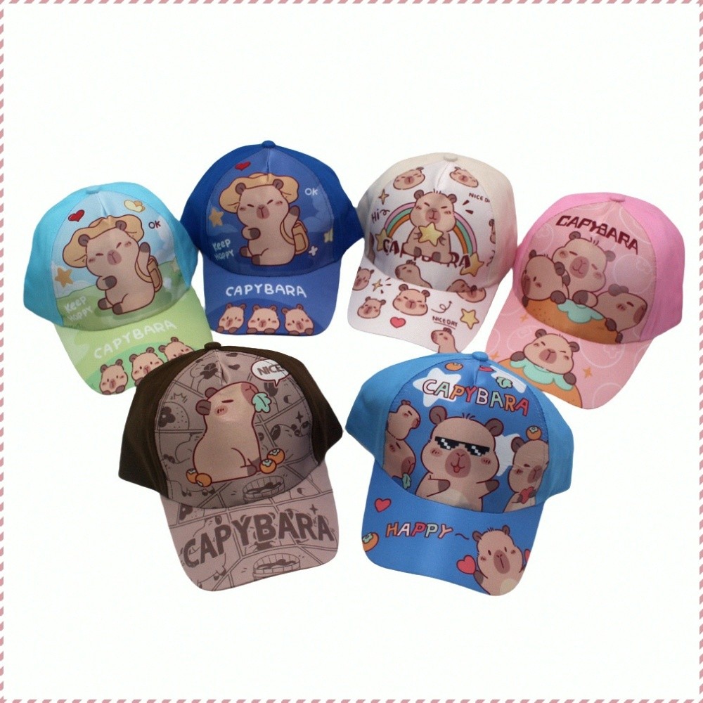 Cartoon Animation Baseball Cap Boys And Girls Cute Printed Duck Tongue Cap/Boné Infantil/Capivara Bonit Para Quatro esta