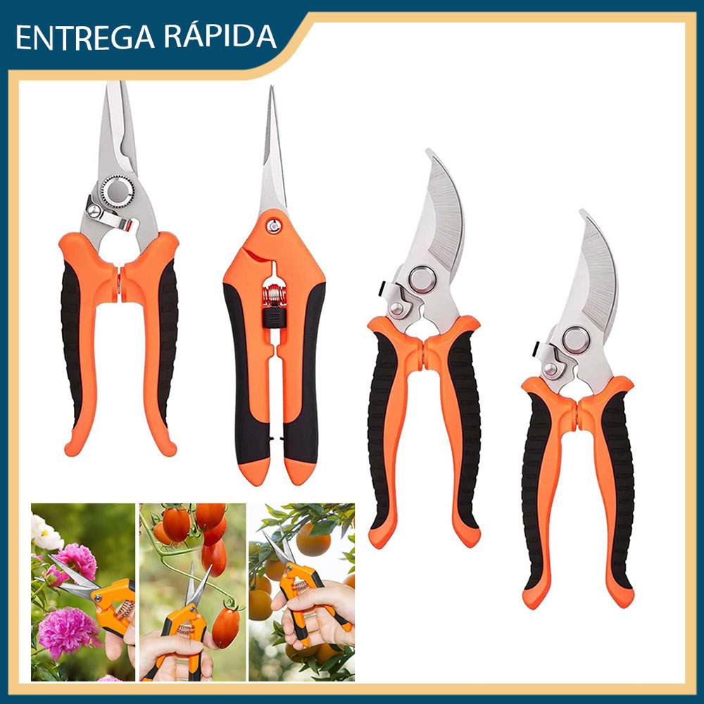 Conjunto de 4 peças Gardening Pruning Shears Stainless Steel Scissors Curved Pruning Shears Gardening Tools