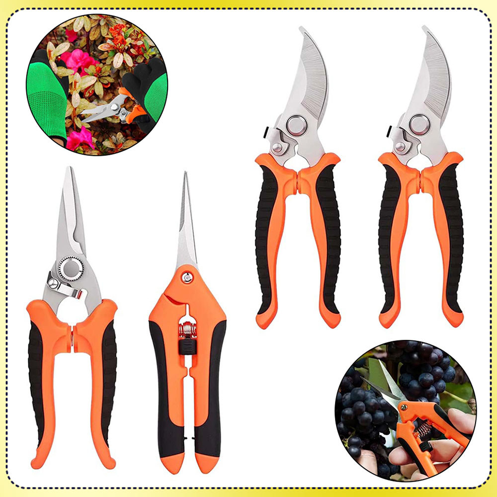 Conjunto de 4 peças Plant Pruning Shears Pruning Shears Gardening Scissors Tesoura de aço inoxidável