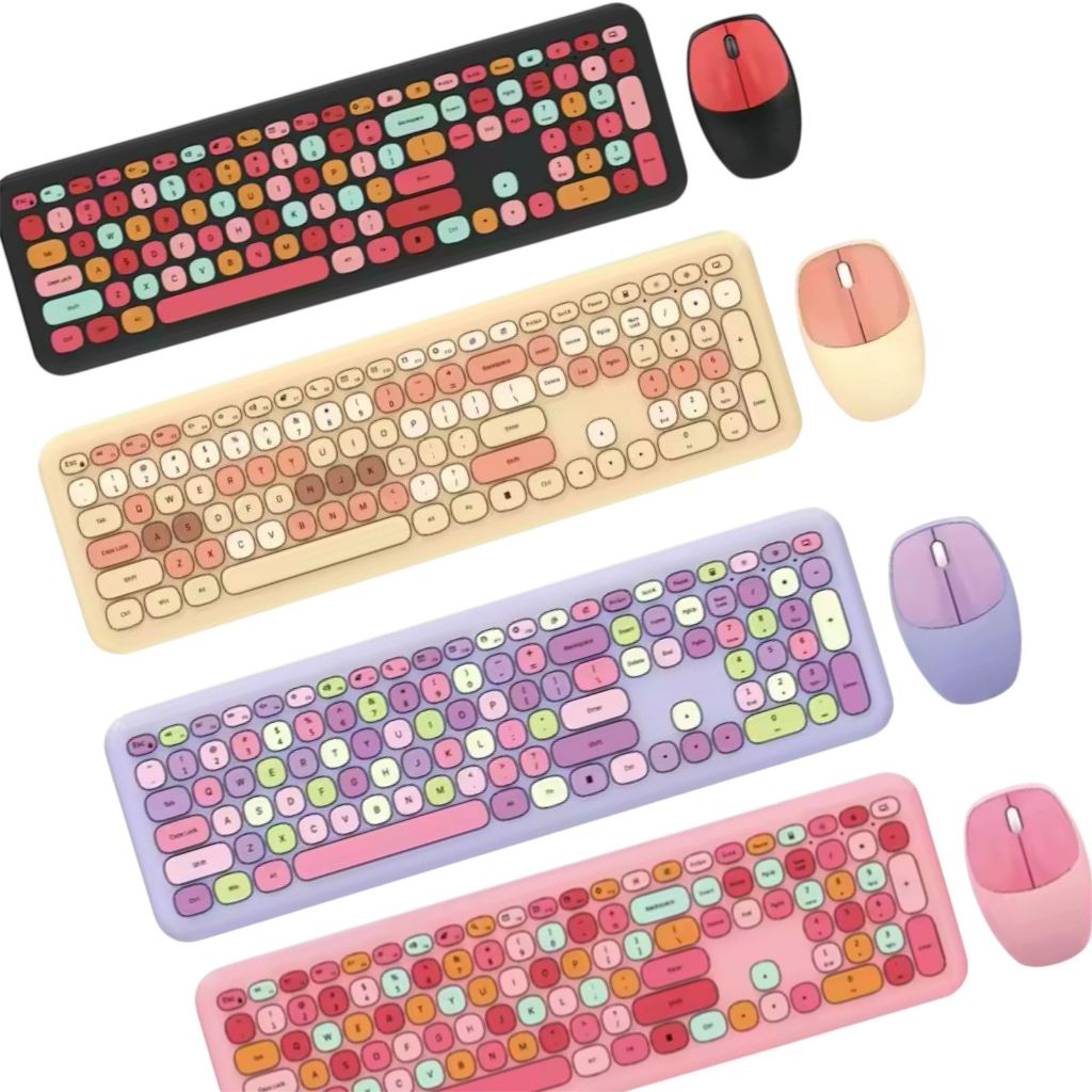 Teclado e Mouse MOFII 666 Sem Fio Portátil USB Com Receptor 2,4GHZ Combinação Colorida- BINGO