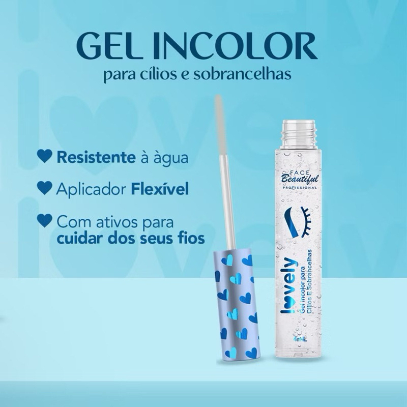 Gel Incolor para Cílios e Sobrancelhas 3,8 ml Lovely - Face Beautiful Lançamento