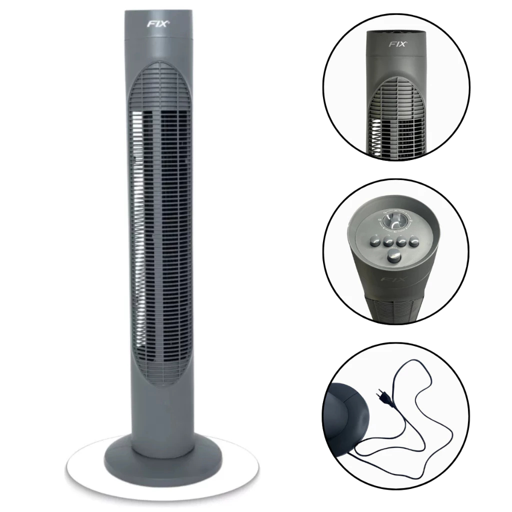 Ventilador de Torre 3 Níveis de Velocidade Resistente Silencioso Verão Calor Cor Cinza - 220V