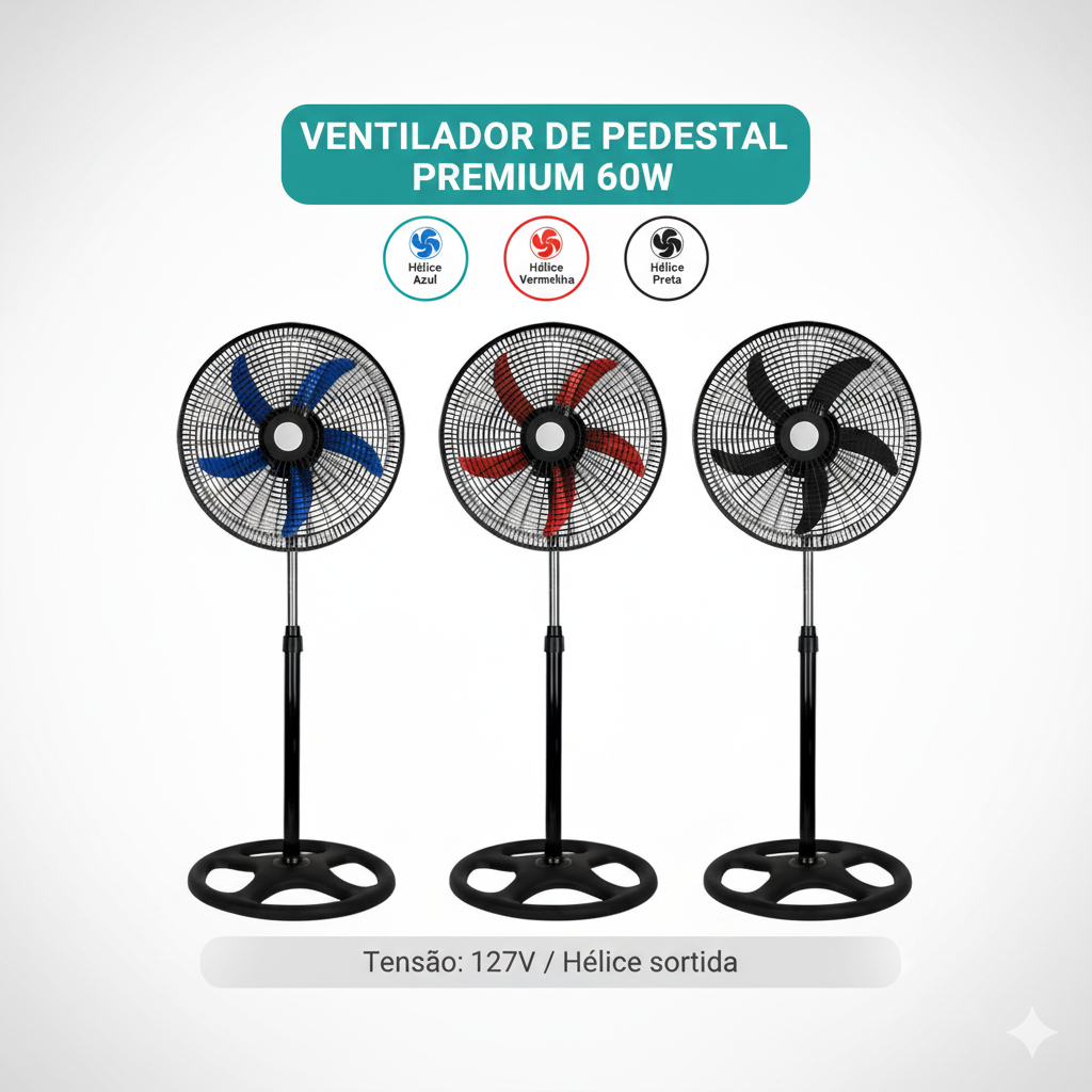 Ventilador Pedestal Preto Ventilador Turbo 5 Pás De Pé 110V/220V Ajuste De Altura Verão