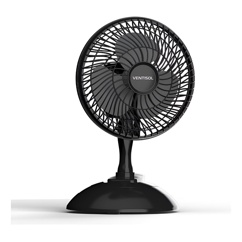 Mini Ventilador micro 3 pás 20cm Base Removível garra 127v Ventisol Preto pratico individual verao