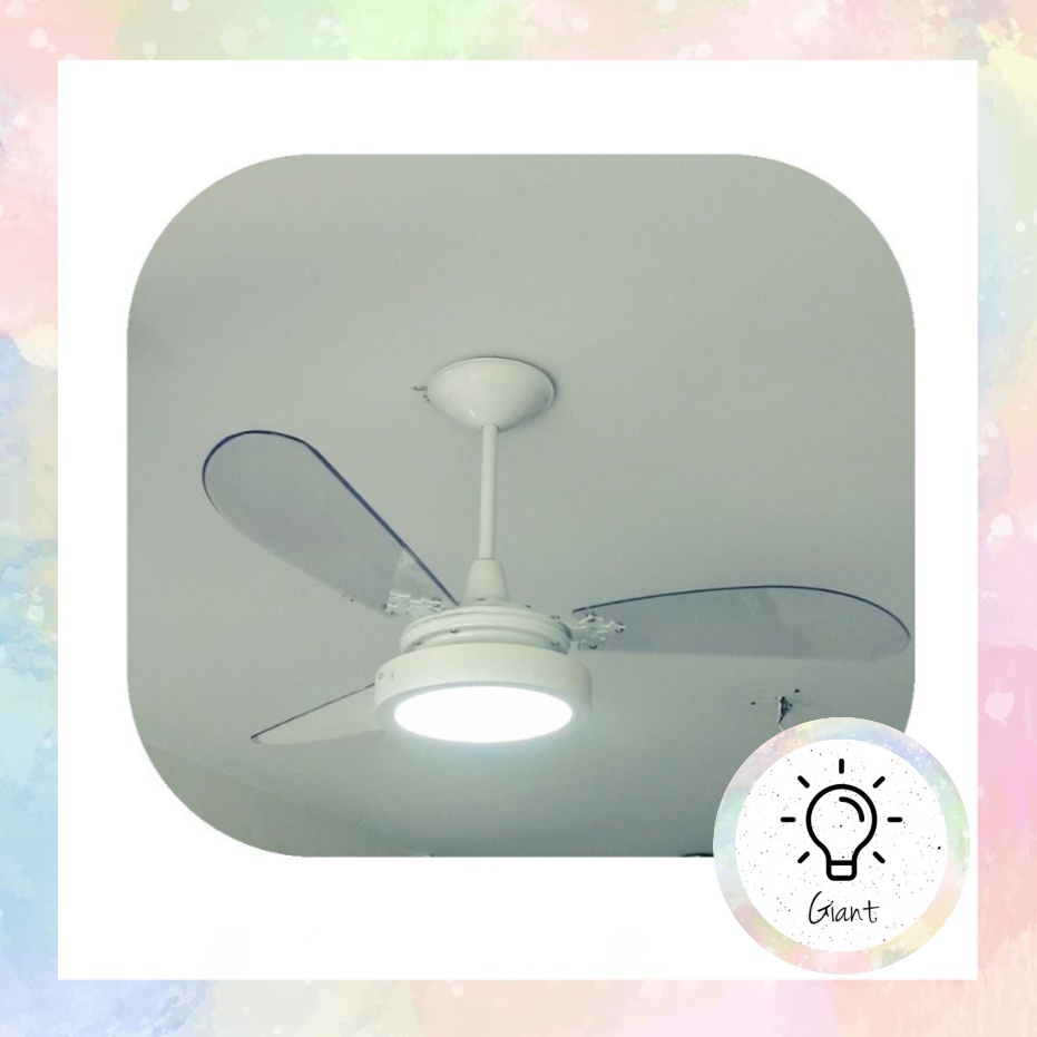 Ventilador de Teto Venti Delta Pás Acrílicas Transparentes + Painel Led 18w Verão Casa Quarto