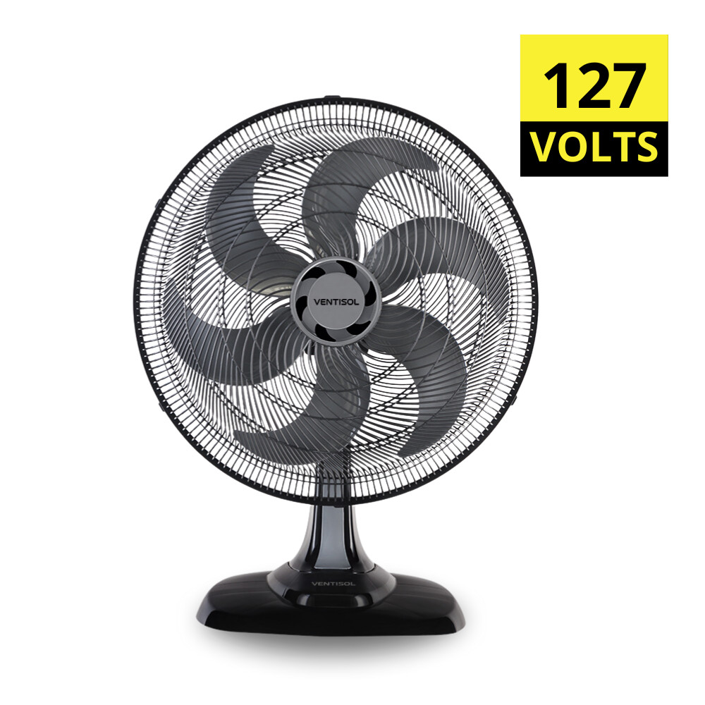 Ventilador de Mesa Preto Turbo 127v 50cm 6 Pás Oscilante Premium Ventisol Verão Resfriamento Cozinha