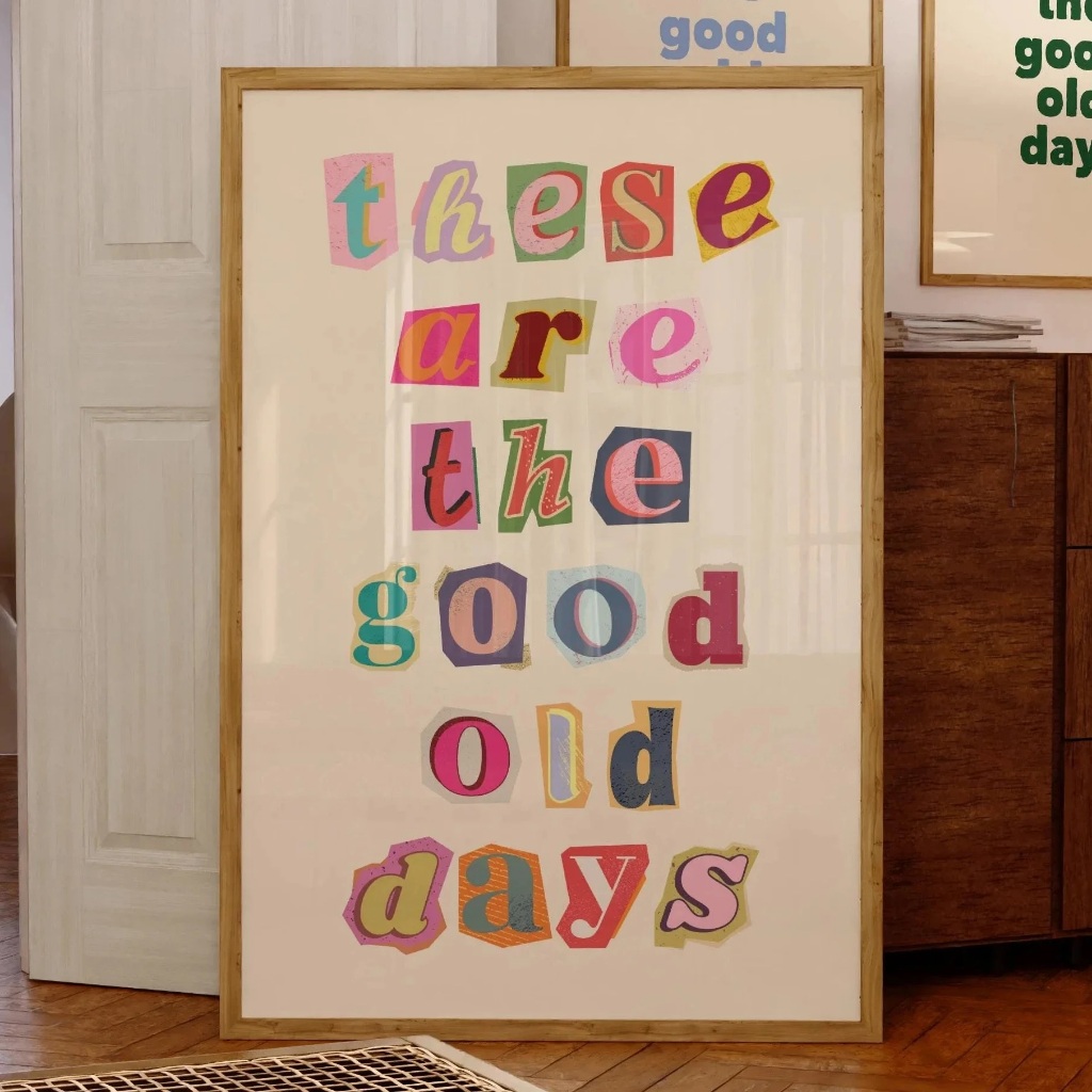 Quadro decorativo Better Days Ahead tipografia rosa minimalista (1 peça)