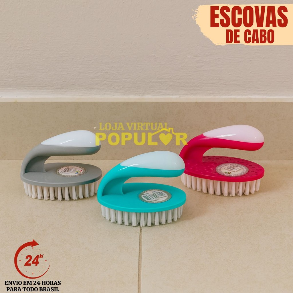 Escova para Limpeza Multiuso Lava Tênis e Roupas Limpeza Cerdas Firmes Colorida Dia a Dia