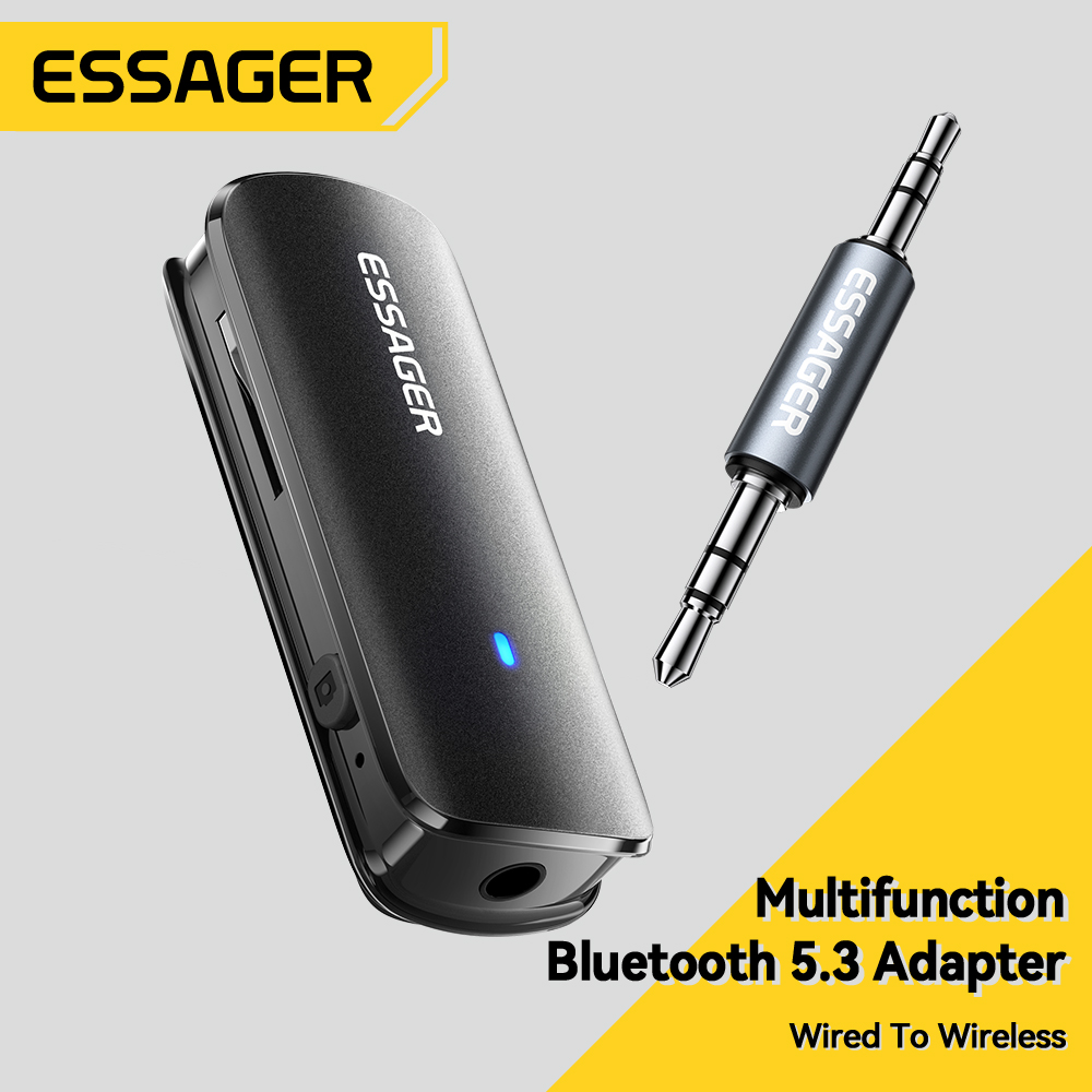 Adaptador Bluetooth 5.3 Multifuncional Essager Type-C com Cabo de Áudio de 3,5mm e Slot para Cartão TF, Suporte para