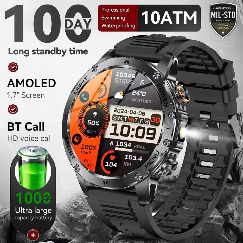 LIGE Multifuncional Relógio Inteligente Masculino 1000mAh Grande Capacidade Bateria Esporte Ao Ar Livre Bluetooth