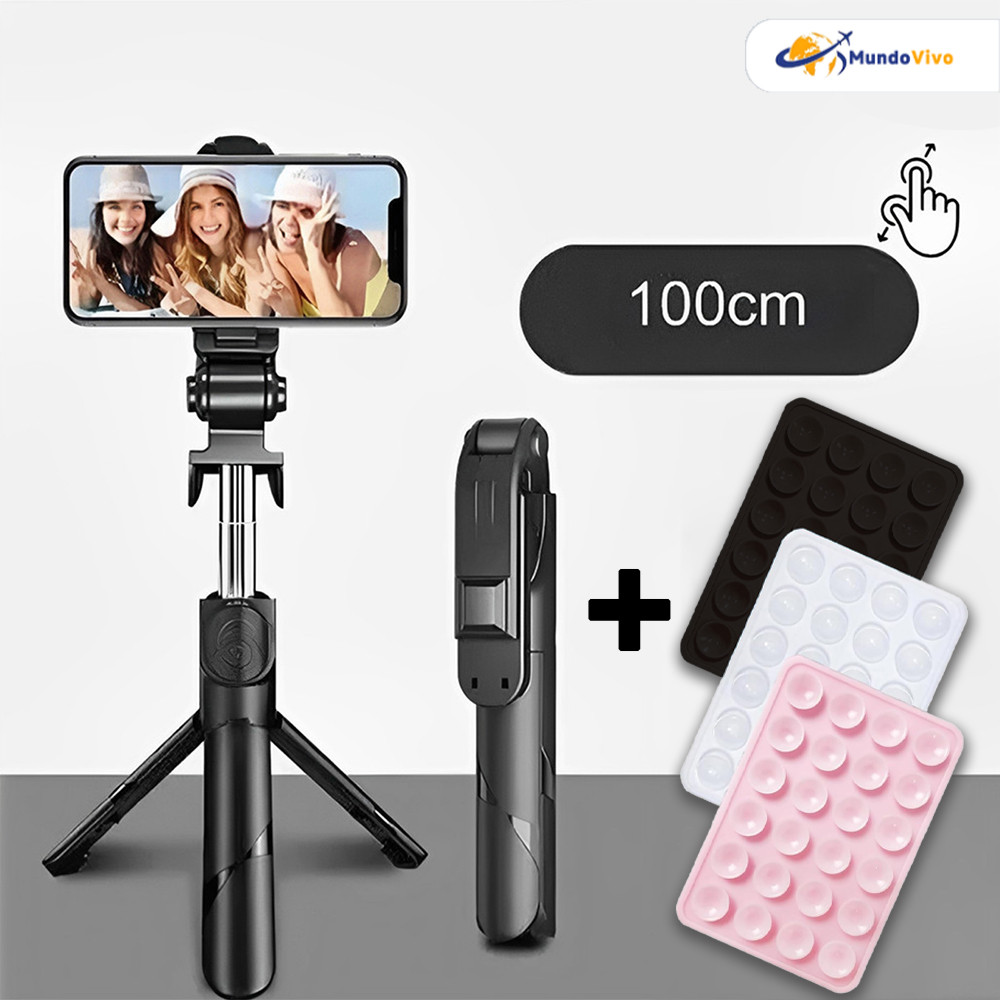 Selfie Stick Multifuncional Plegável com Tripé, Controle Bluetooth e Design Portátil para Celular