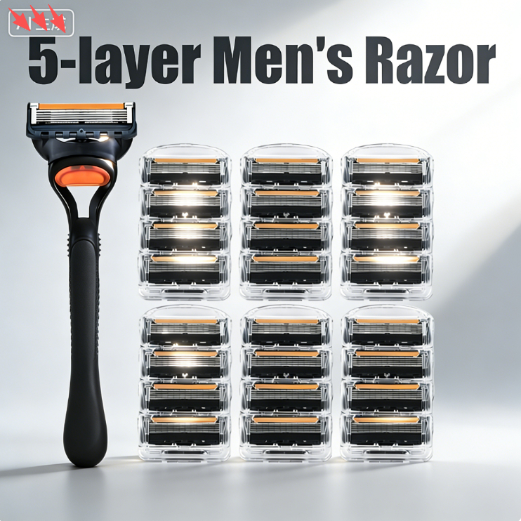 16Pcs Fusion 5 Lâminas De Barbear Para Homens Barbeador Manual， Cabo Universal