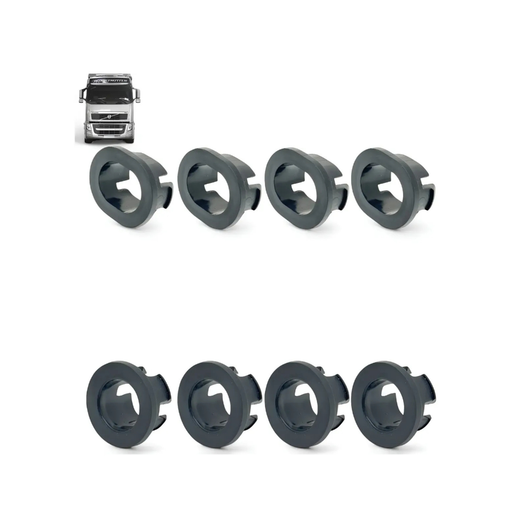 Kit 8 Bucha Oval X 8 Bucha Redonda Bojo Farol Volvo Fh 16pcs