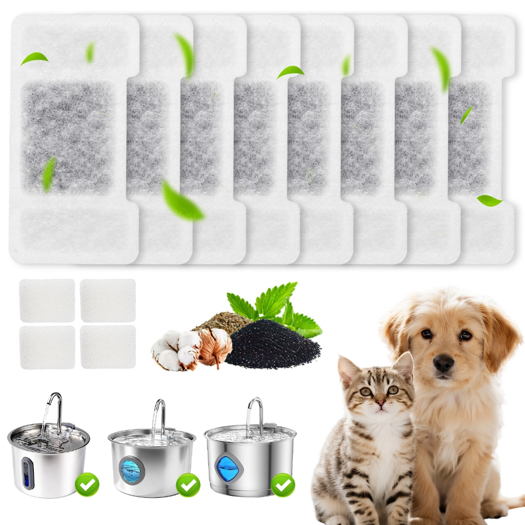 Mstail 8/12/16pcs Filtros de substituição para bebedouro de animais de estimação Disponível em vários tamanhos
