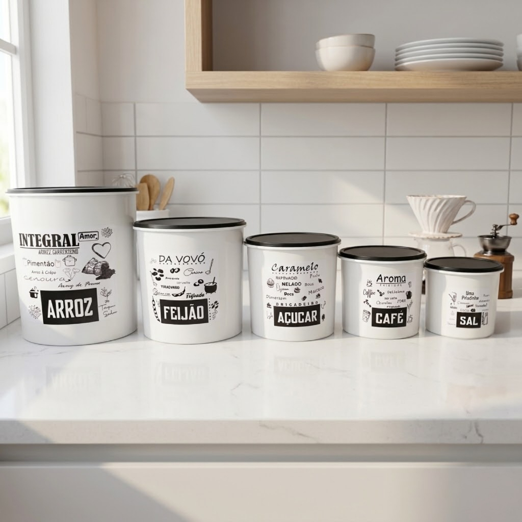Pote de Mantimentos Para Cozinha + Jarra de Suco 1,8L + Conjuntos Potes De Plástico Jogo 16Pçs
