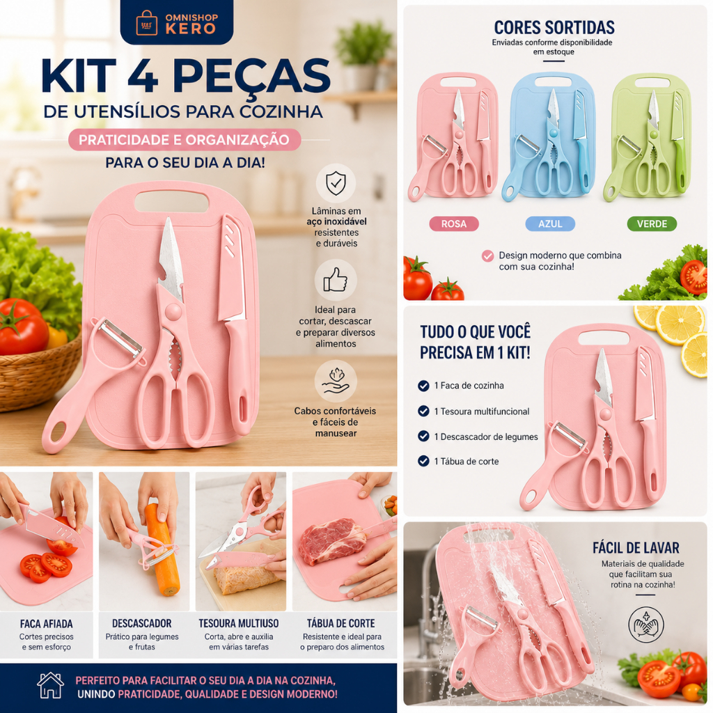 Utensílios de Cozinha| Conjunto 4 Peças - Sortida