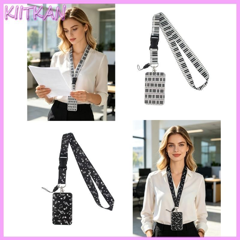 KIITK Daily Carry Lanyard Sleeve Set Alça Temática Musical Crachá PVC E Clipe Metal Para Escola