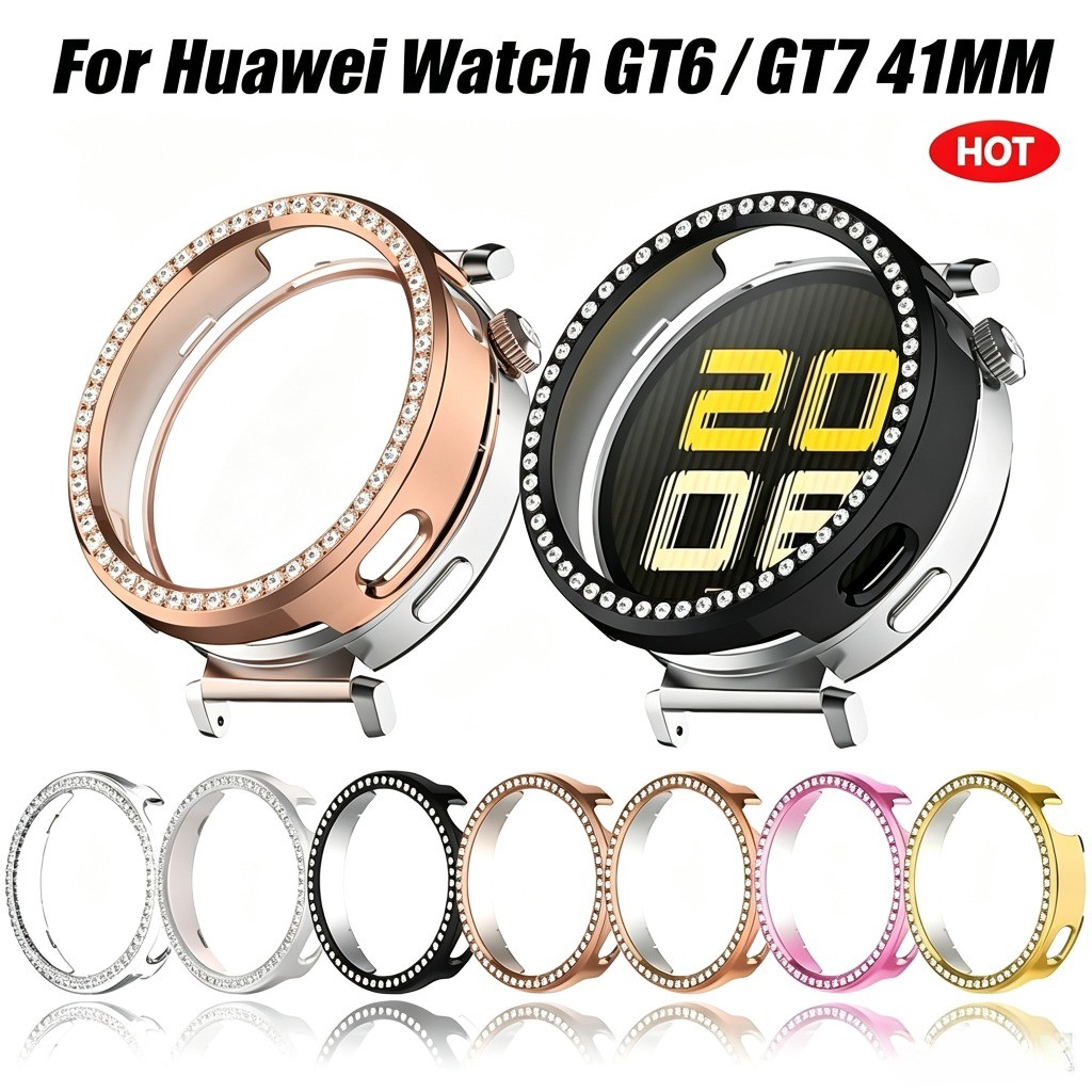 Diamante PC Capa Protetora Para Huawei Relógio GT7 41mm GT6 41mm Duro Quadro Casos Escudo