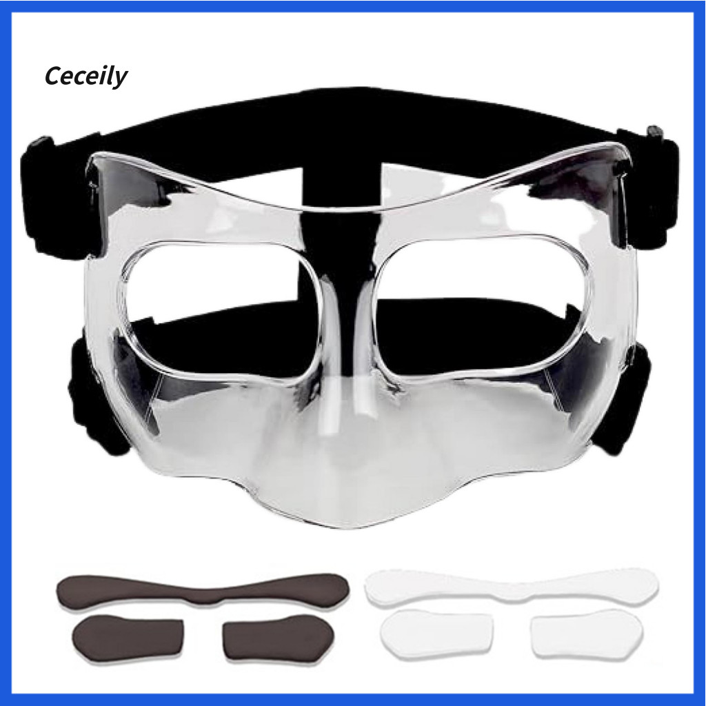 Long-term Use Face Protection Cover Sports Shield Nose Guard High Strength Impact Resistant Transparent for Basketball F