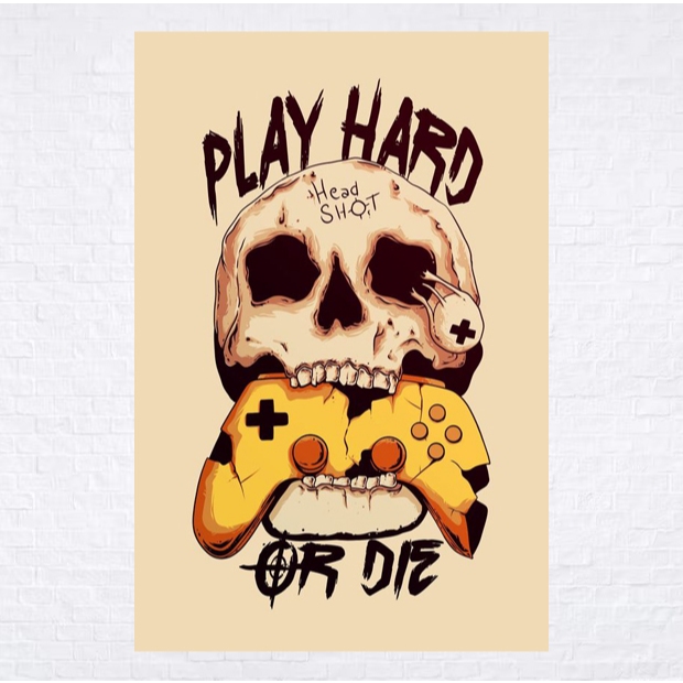Placa Quadro Decorativo 20x28 - Gamer - Play Hard Or Die