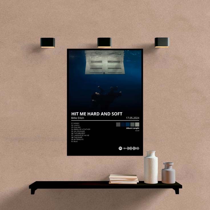 Quadro Decorativo Billie Eilish Cantora Artista Album Hit Me Hard And Soft Poster Spotify Music