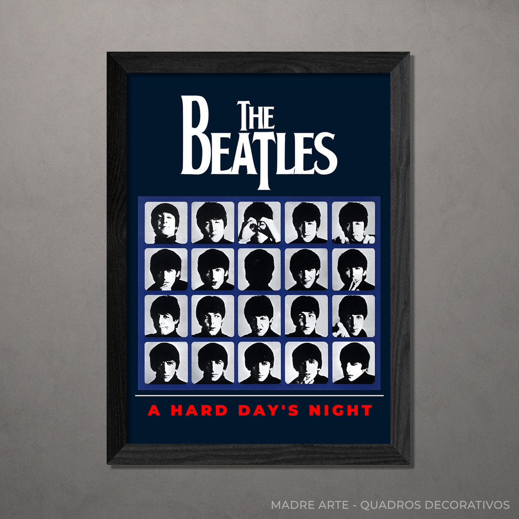 Quadro Decorativo The Beatles - A Hard Day's Night A4 Com Vidro