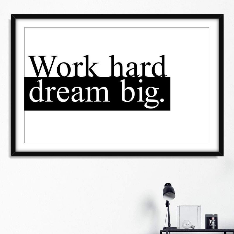 Quadro placa decorativa Work Hard Dream Big 20x30 Alta Qualidade 4k
