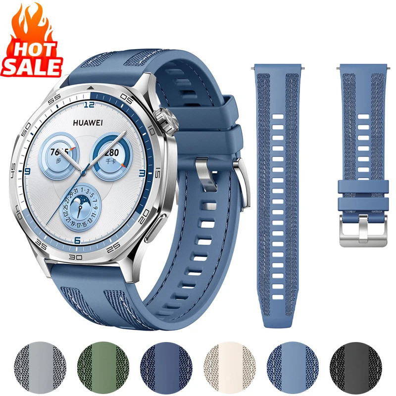 Pulseira Oficial de Nylon de 22mm para HUAWEI WATCH GT 6 5 4 46mm/Watch 4 5 6 Pro/GT 6 5 3 2 Pro 46 mm, Pulseira de Sili